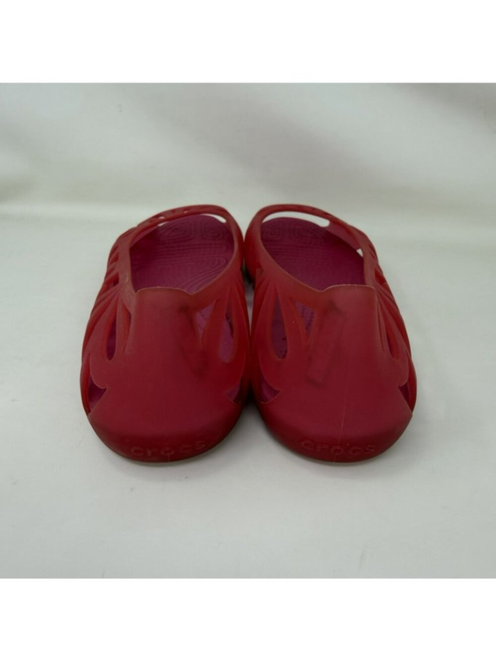 Crocs Adrina III Slip On Cut Out Peep Toe Jelly Sandals Pink Women’s Size 8 - Picture 4 of 7